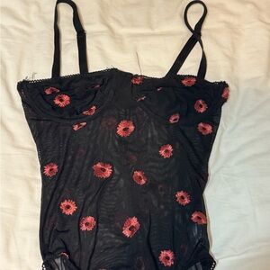 Floral Black and Red Women's Top